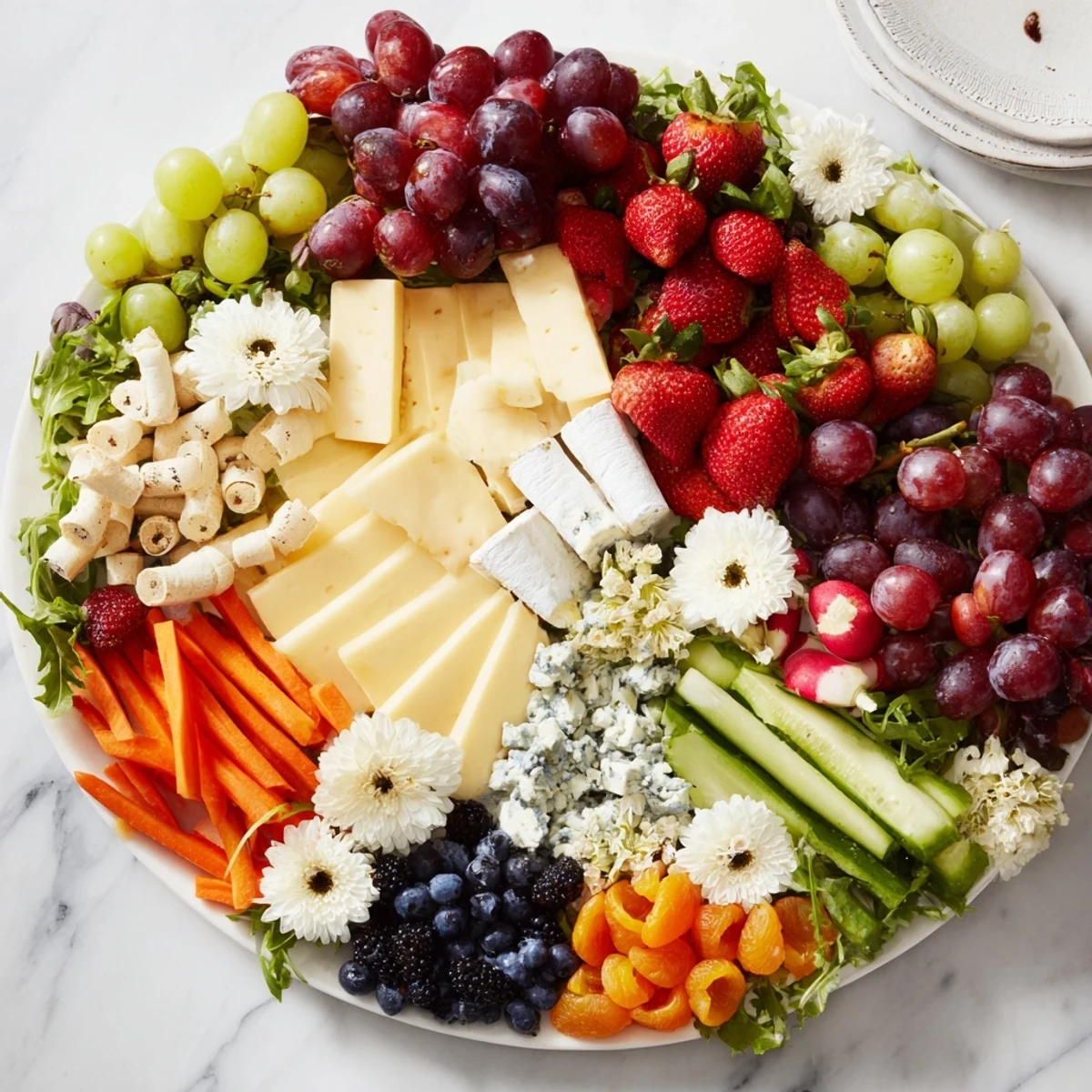 Artisan cheeses and fresh fruit create an enchanting display in this Enchanted Forest Grazing Board.