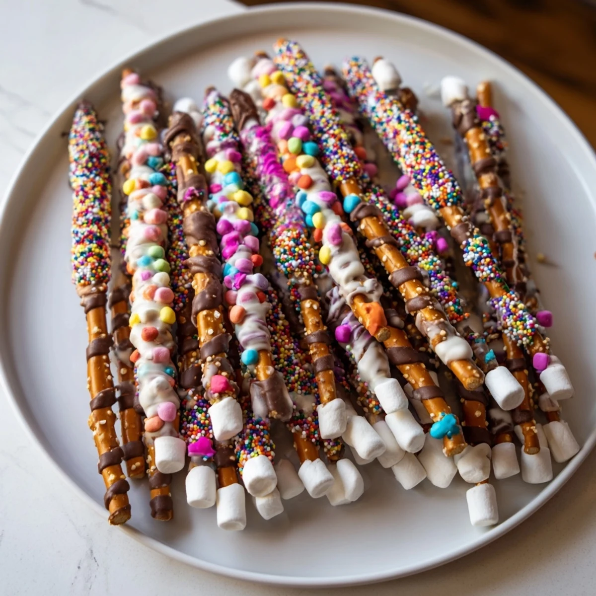 A colorful Magical Wand Candy Board, a dessert arrangement, sprinkled with edible glitter, ready to serve.