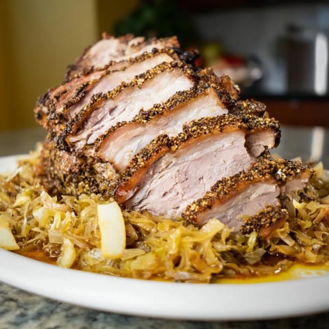 Gebratenes Schweinefleisch mit Sauerkraut