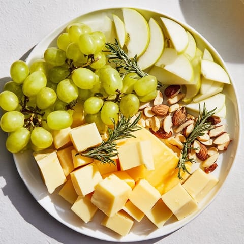 Book Club Pairing Platter: A tempting assortment of cheeses, fruits, and meats ready to serve.