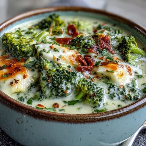 Homemade Brokkoli Cheddar Suppe mit cremiger Konsistenz und geschmolzenem Cheddar auf dem Löffel.