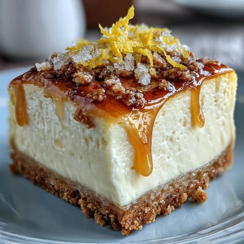 Zitronig-süße Limoncello-Cheesecake-Riegel mit buttrigem Graham-Cracker-Boden, ideal für sommerliche Feste.