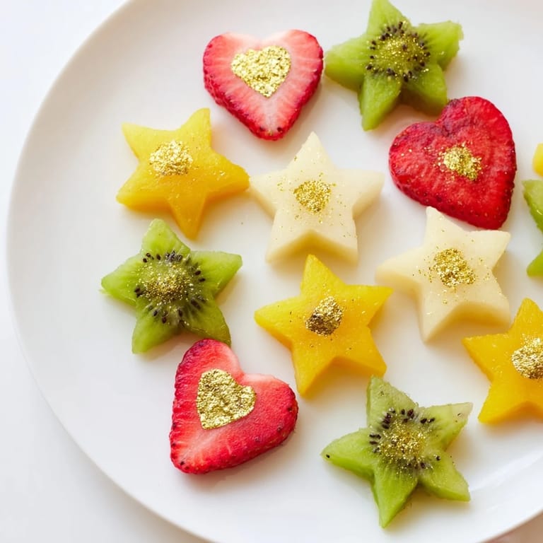 Vibrant close-up of midnight kiss star and heart cocktail garnishes, ideal for a New Year's Eve celebration.