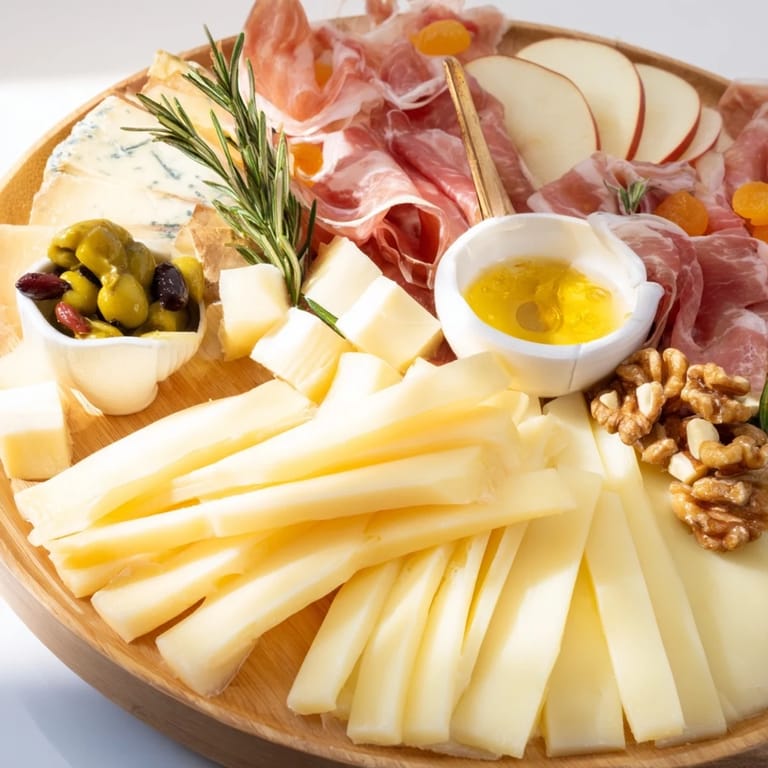 A delicious Winter Mountain Cheese Platter with rustic bread and fruit, ideal for sharing on chilly evenings.